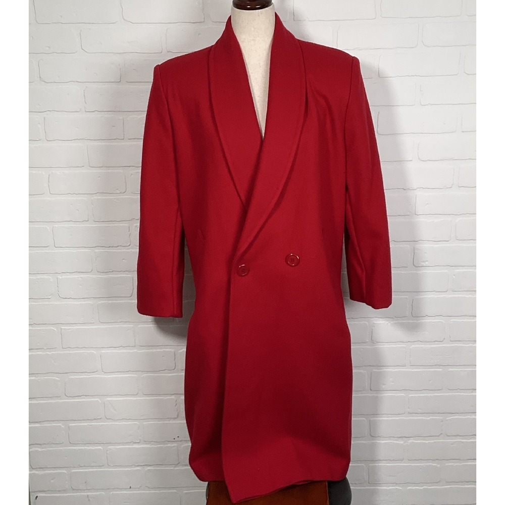 Style VI‎ Ltd Coat Women L Red Double Breasted Wool  Double Breasted USA VTG